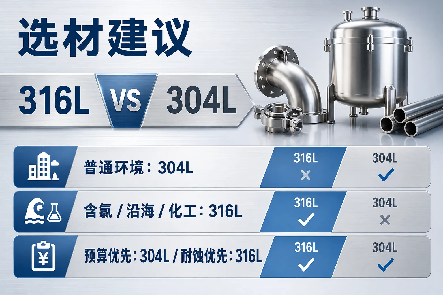 316L与304L不锈钢采购选材建议