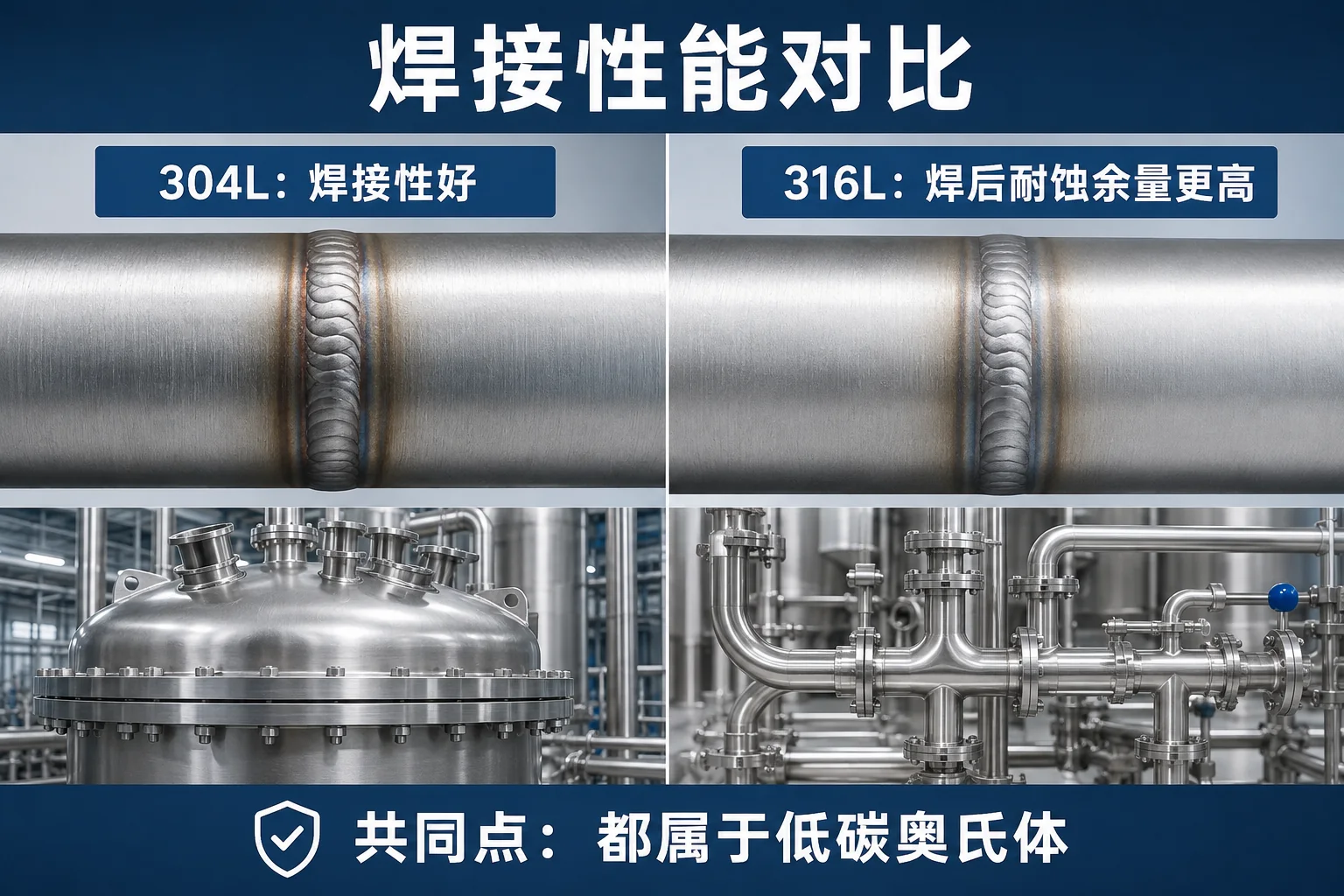 316L与304L低碳不锈钢焊接性能对比